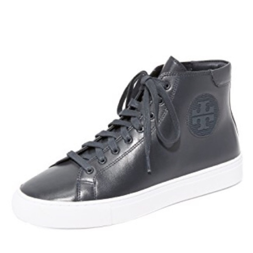 Tory Burch Nola Navy Leather High-Top Sneakers